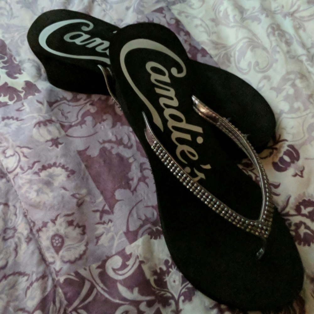 Candie's rhinestone wedge sandals